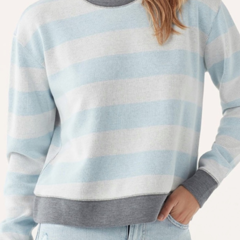 SPLENDID STRIPE PRINT CREW NECK PULLOVER